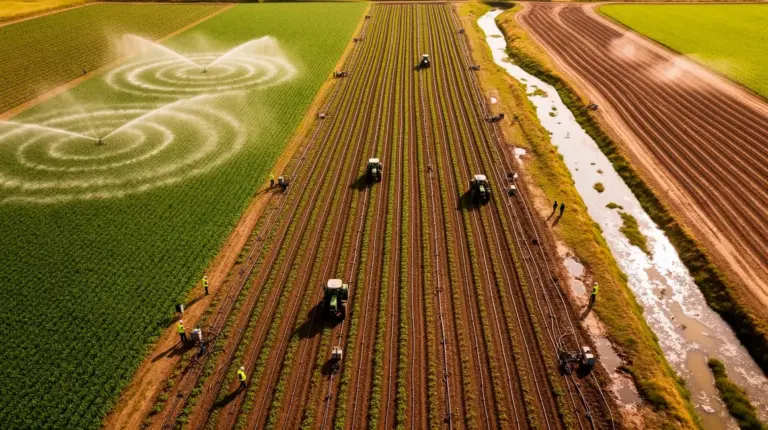 champ irrigation agricole vue aerienne systemes irrigation