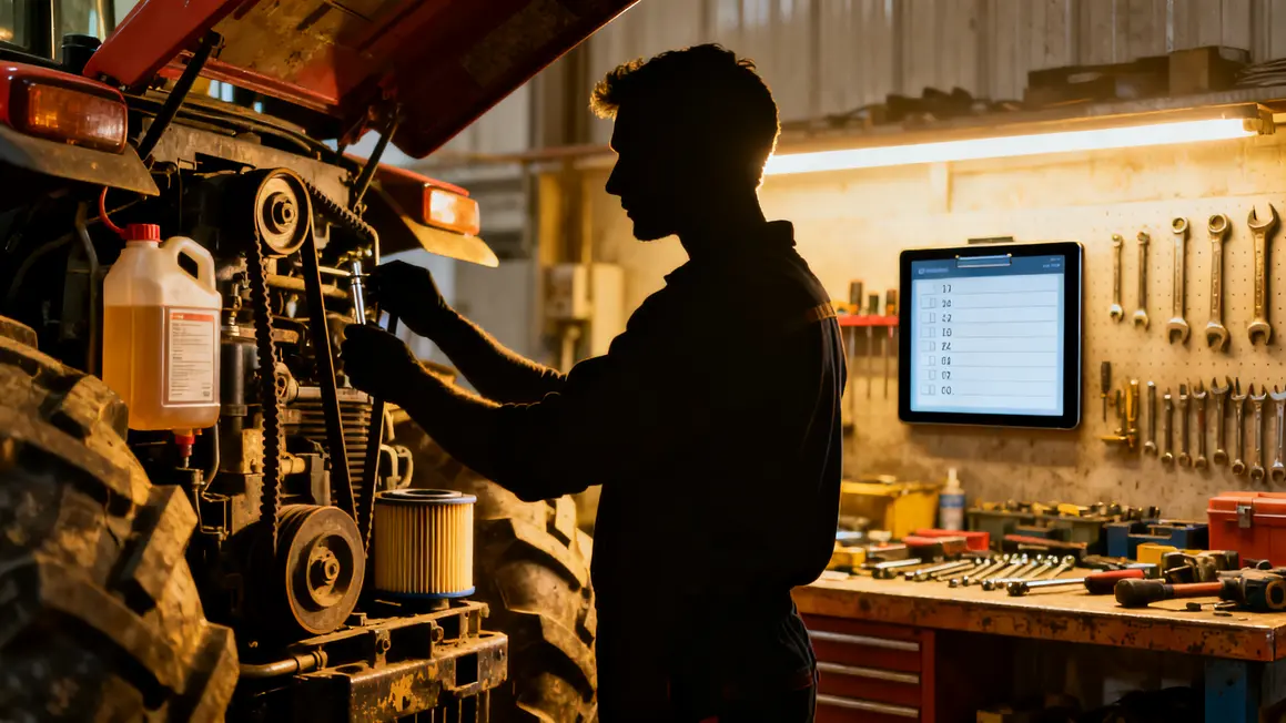 Contrôle maintenance materiel agricole courroie filtre pneus