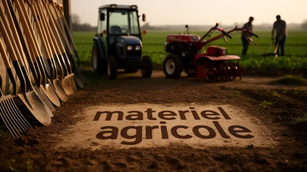 materiel agricole champ tracteur motoculteur outils silhouettes