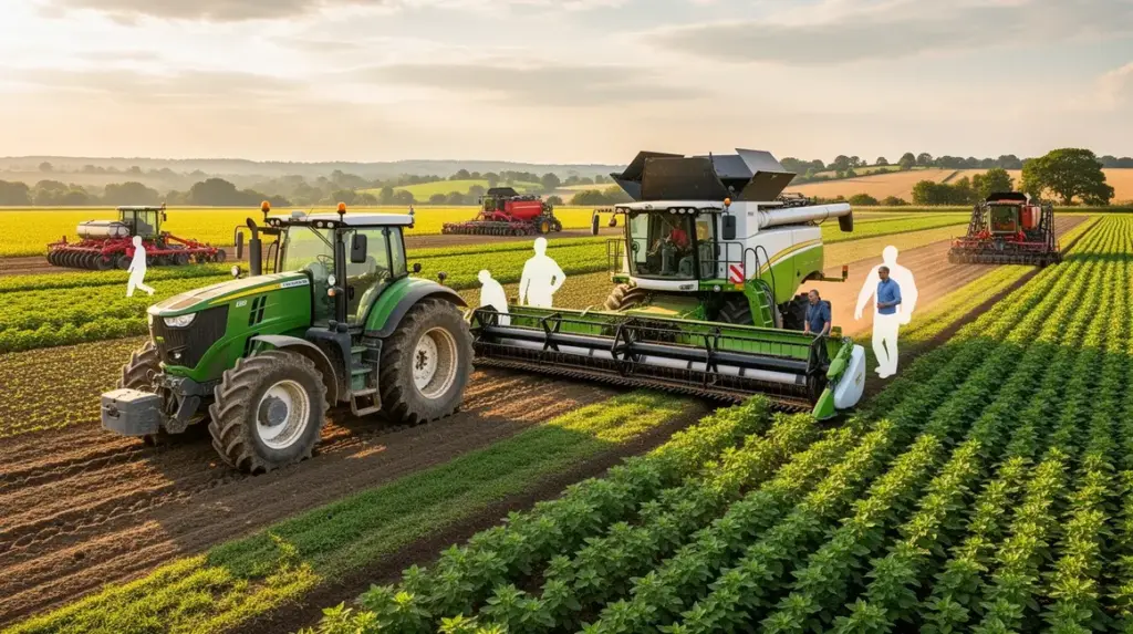 materiel agricole tracteur moissonneuse parcelle agriculteur