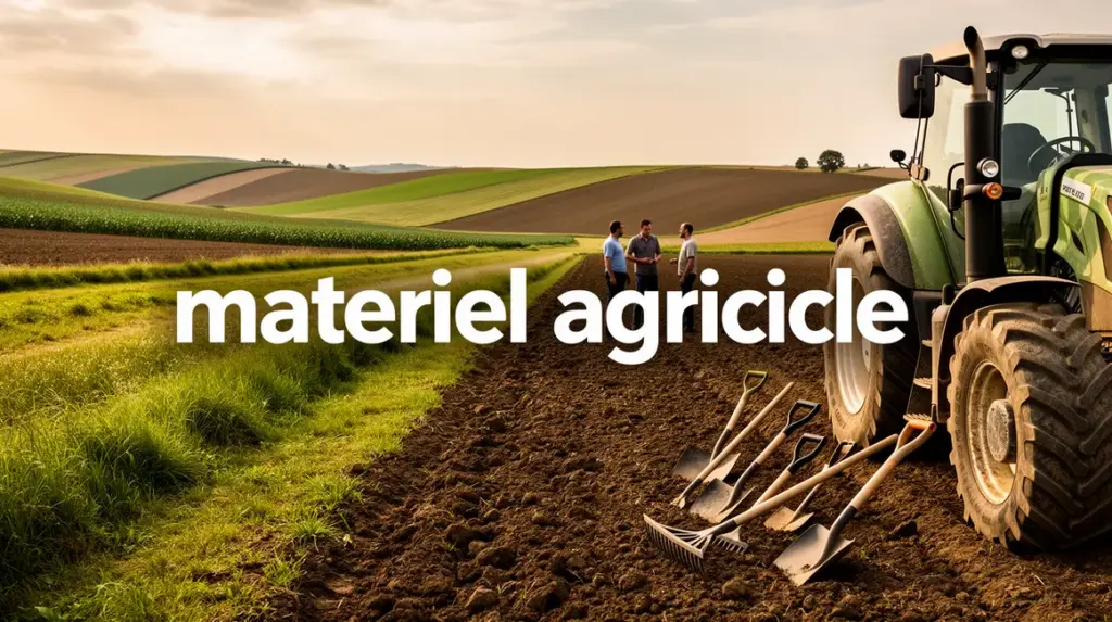 paysage materiel agricole avec tracteur outils manuels agriculteurs