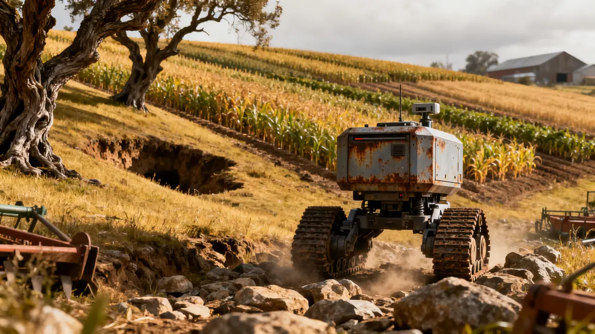 robot agricole adapte terrain accidentee obstacles arbres fosses