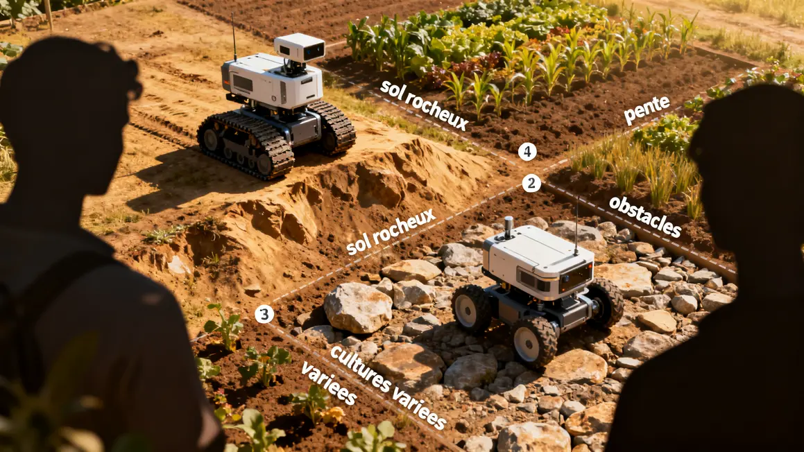 diagnostic terrain ferme robots chenilles roues