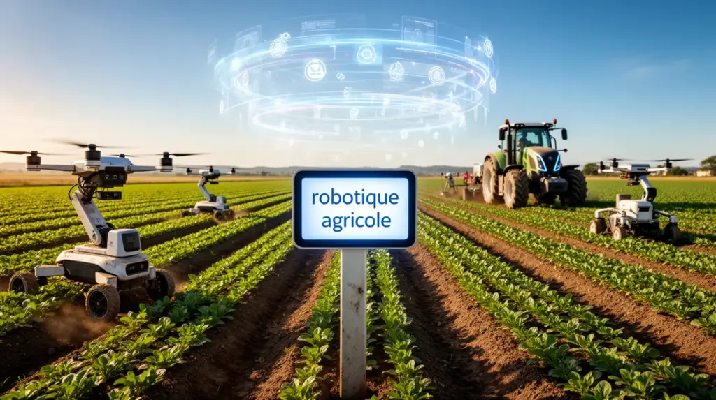 robots agricoles et drones sur champ robotique agricole