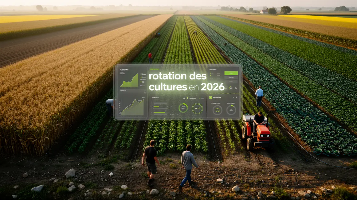 terres agricoles avec rotation des cultures et tableau de bord