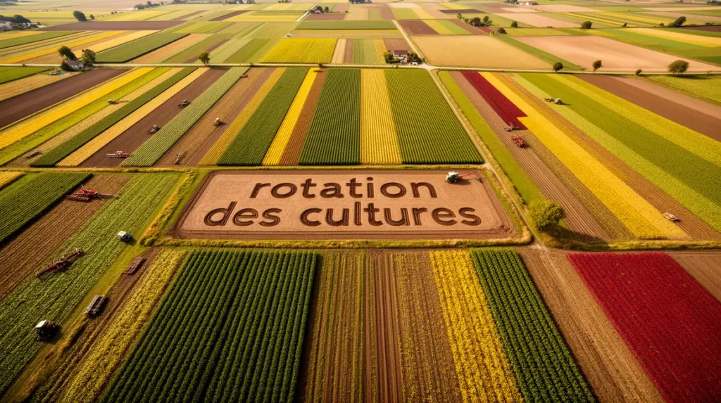Champ agricole vu du ciel rotation des cultures