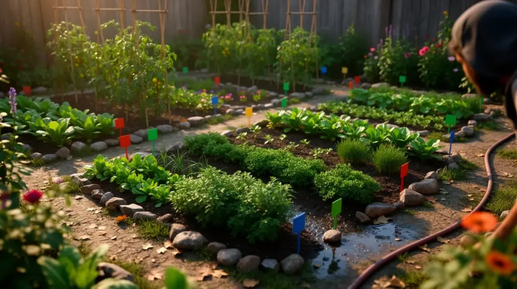 rotation des cultures dans petit potager sections et diverses plantes