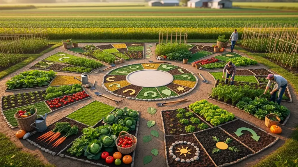 Vue rotation des cultures parcelles potager cycle