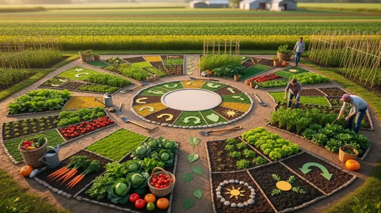 Vue rotation des cultures parcelles potager cycle