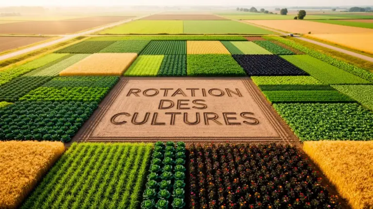 parcelles agricoles rotation des cultures vue du ciel
