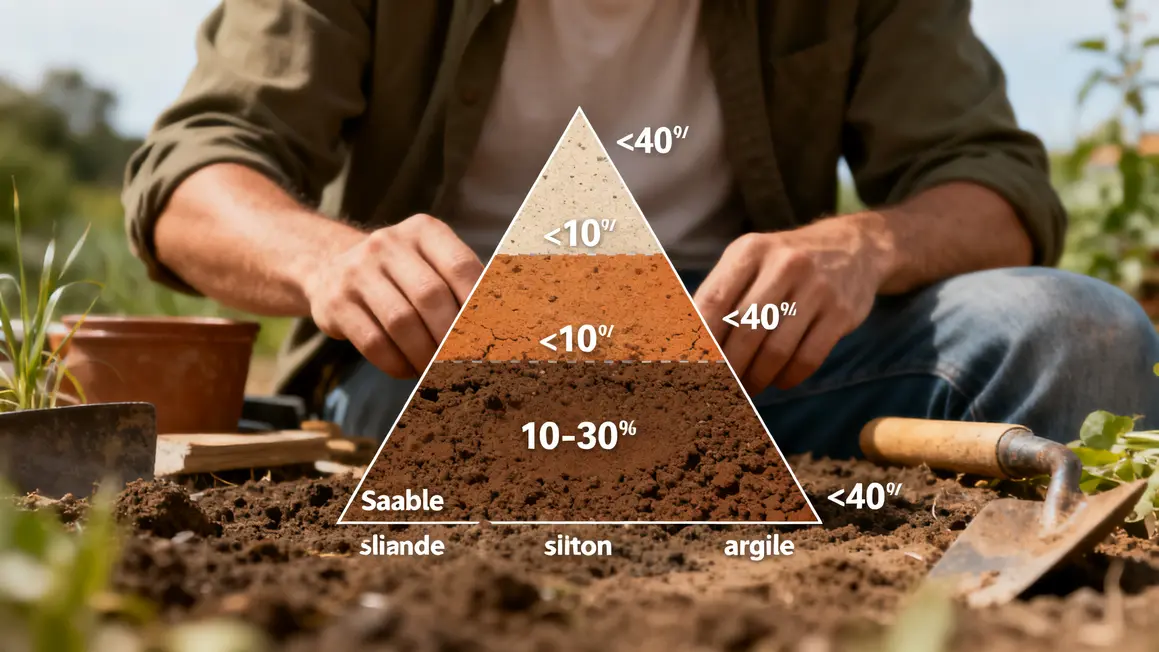 Triangle textures sol argileux sable limon chiffres