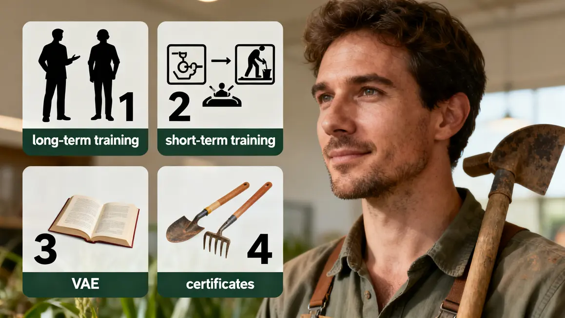 Tableau visuel des différents types de formations agricoles pour adultes