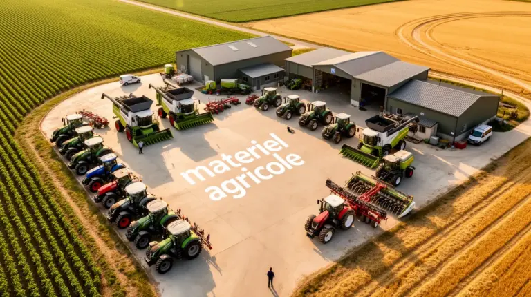 vue aérienne matériel agricole ferme moderne