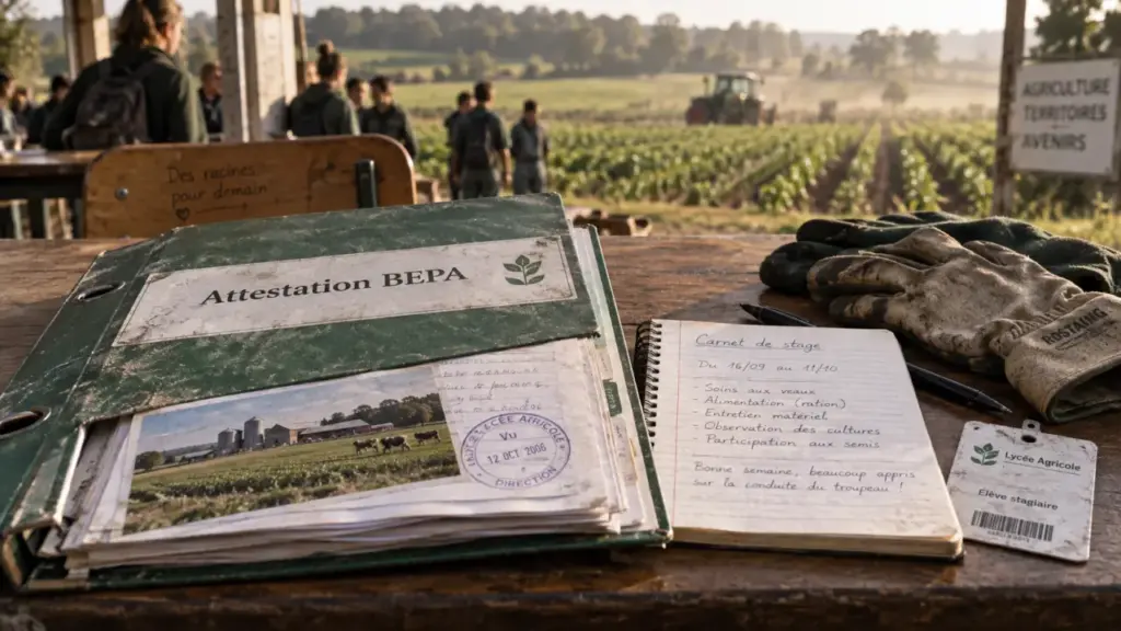 bep agricole : attestation BEPA et documents du lycée agricole