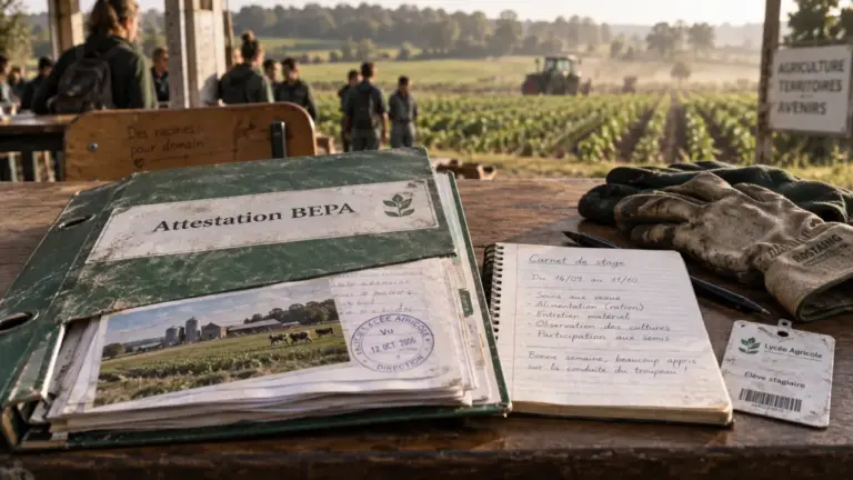 bep agricole : attestation BEPA et documents du lycée agricole