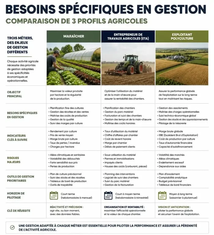 Comparatif des besoins en logiciel de facturation agricole par profil d'exploitation