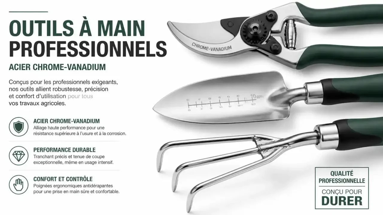 Outillages agricoles professionnels en acier chrome-vanadium pour une durabilité maximale