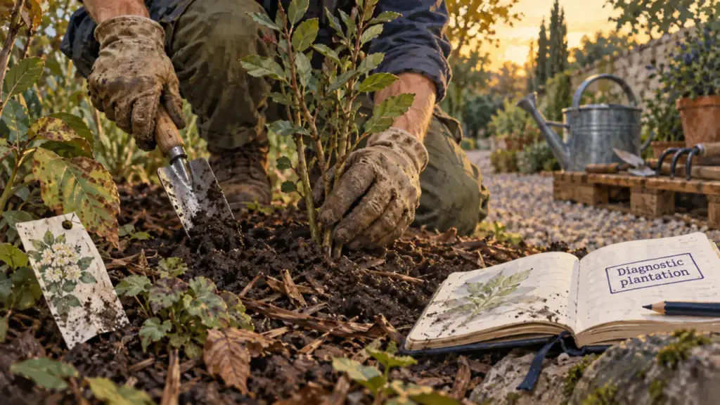 Formation paysagiste adulte : diagnostic plantation sur chantier