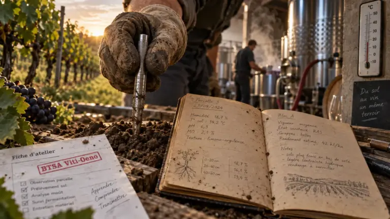 bts viticulture oenologie : sonde de sol et chai viticole
