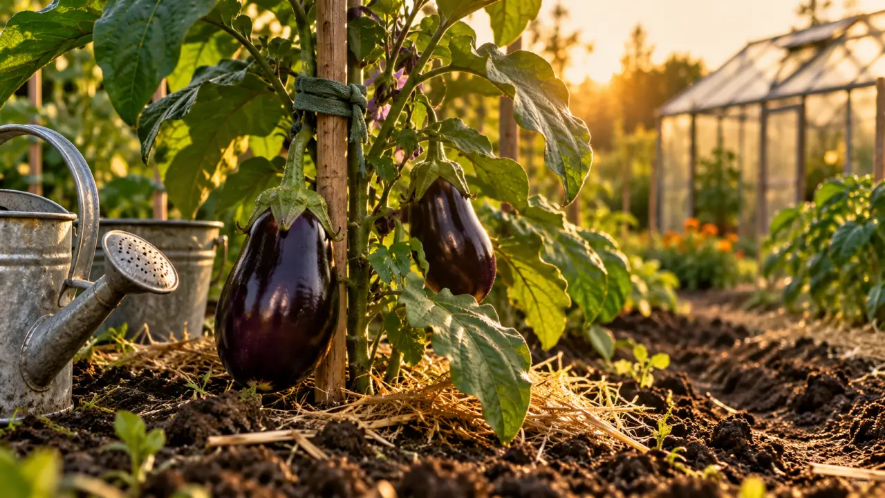 Culture aubergine : aubergines violettes brillantes au potager