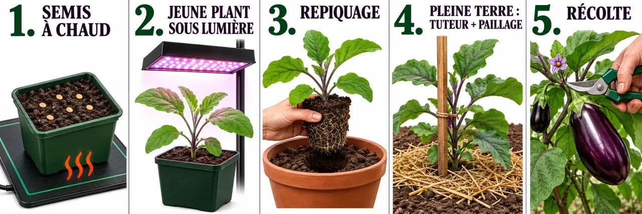 Culture aubergine : étapes du semis à la récolte au potager
