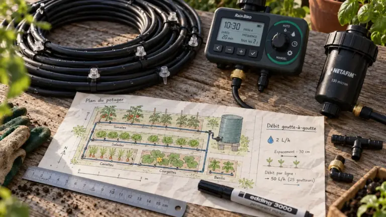 Goutte a goutte jardinage : réglage du bon débit avant programmateur