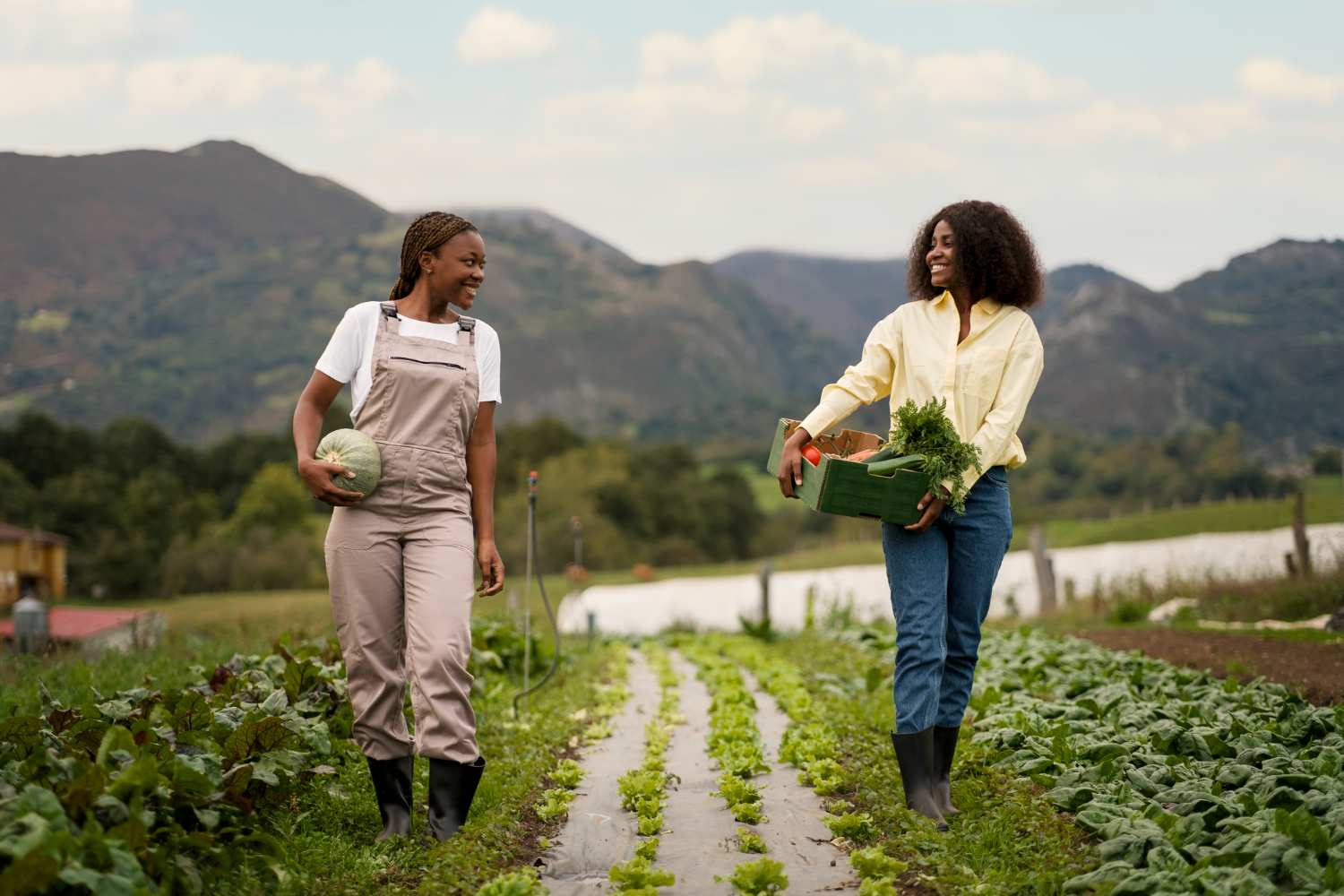 Agriculture moderne avec deux femmes
