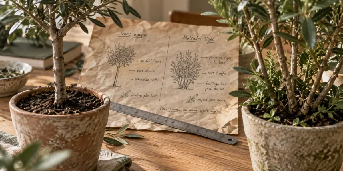 Arbuste et arbre : tronc unique vs plusieurs tiges, en pot