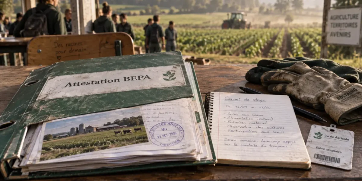 bep agricole : attestation BEPA et documents du lycée agricole