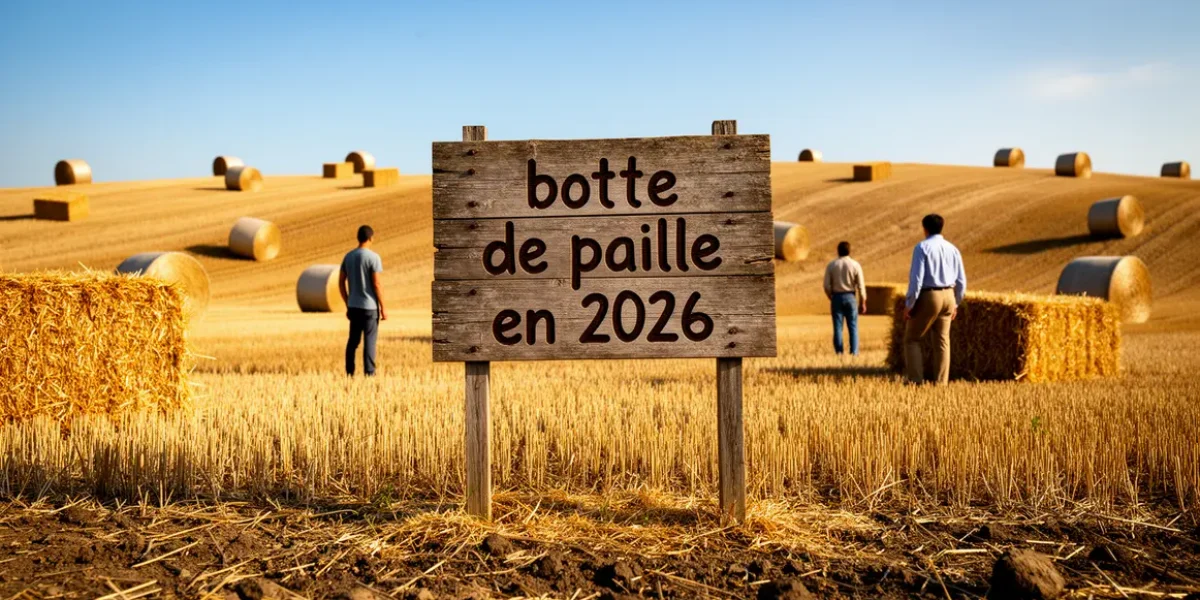 Champ rural moderne avec bottes de paille 2026