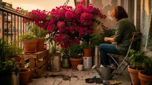 bougainvillier en pots recyclés sur balcon ou jardin petit budget