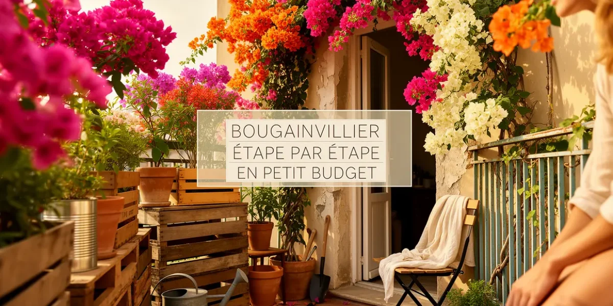 bougainvillier balcon coloré matériaux récup été