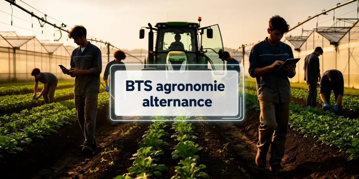 Illustration BTS agronomie alternance étudiants sur exploitation moderne