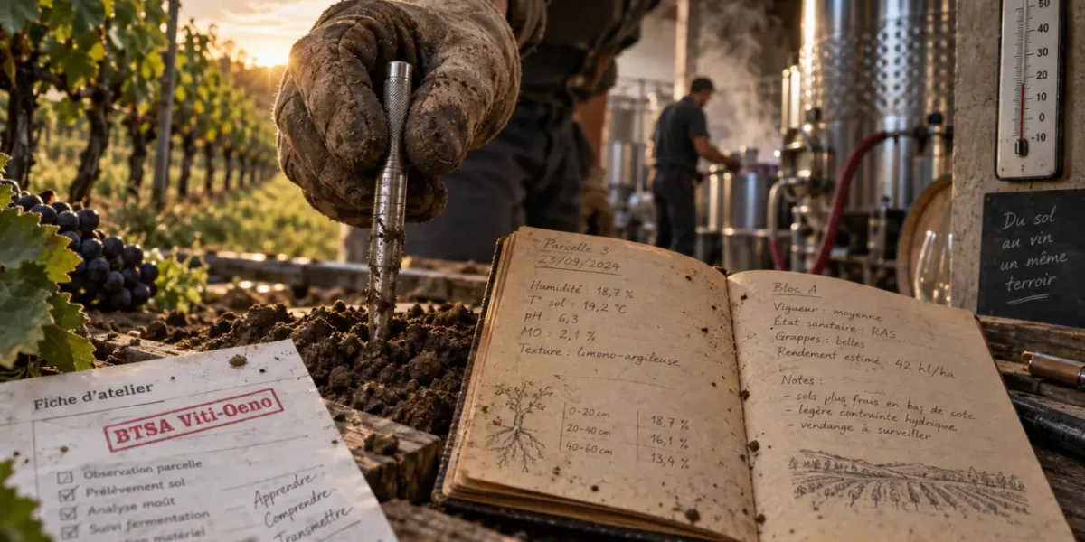 bts viticulture oenologie : sonde de sol et chai viticole