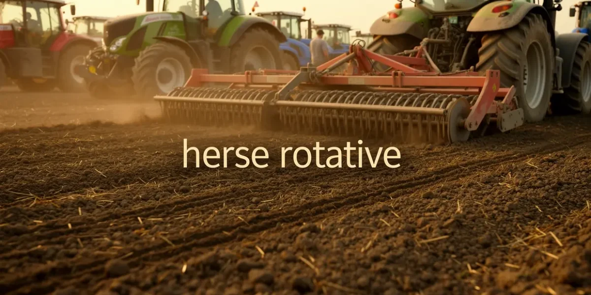 champ prepare avec herse rotative vue machines agricoles