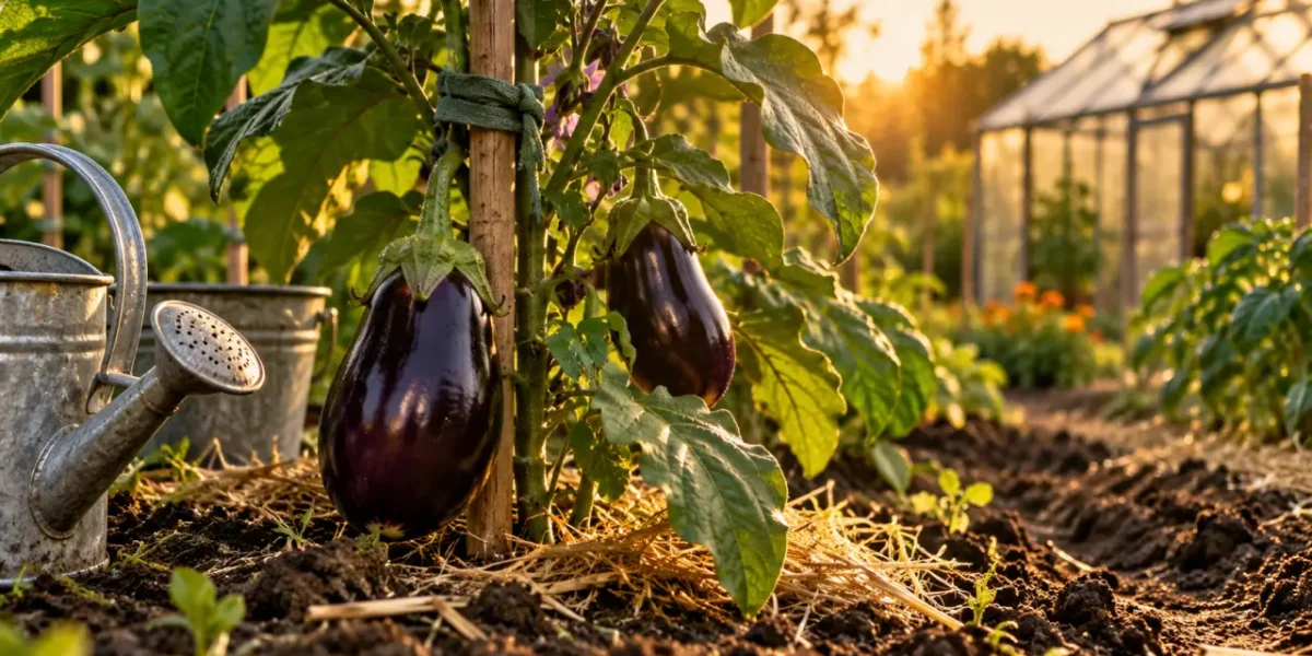 Culture aubergine : aubergines violettes brillantes au potager