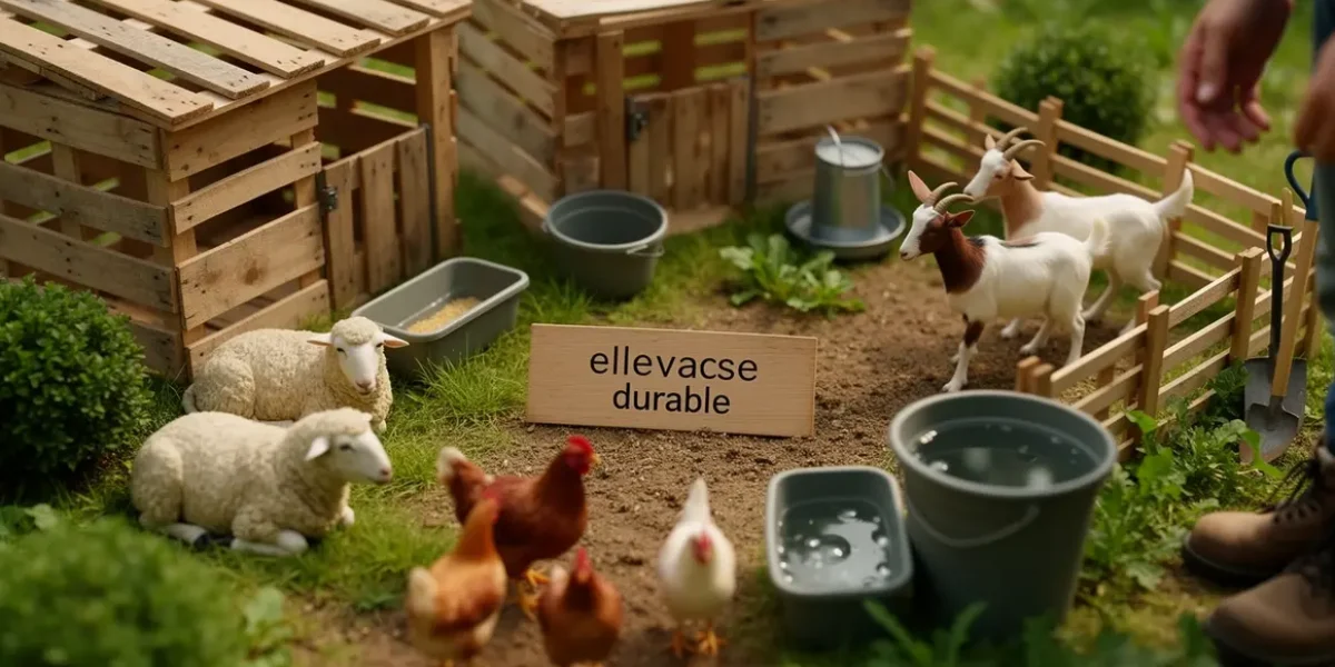 elevage durable ferme miniature avec poules moutons chevres abris palettes