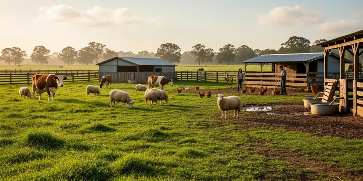 ferme elevage durable animaux prairie clotures abris