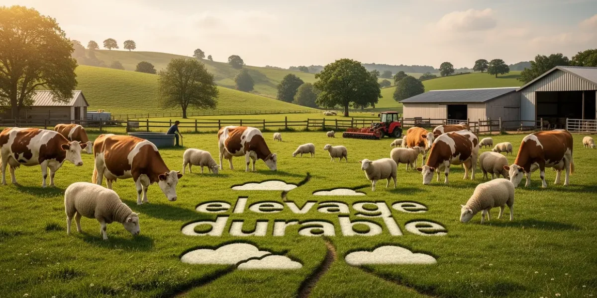 Paysage rural elevage durable vaches moutons prairie collines