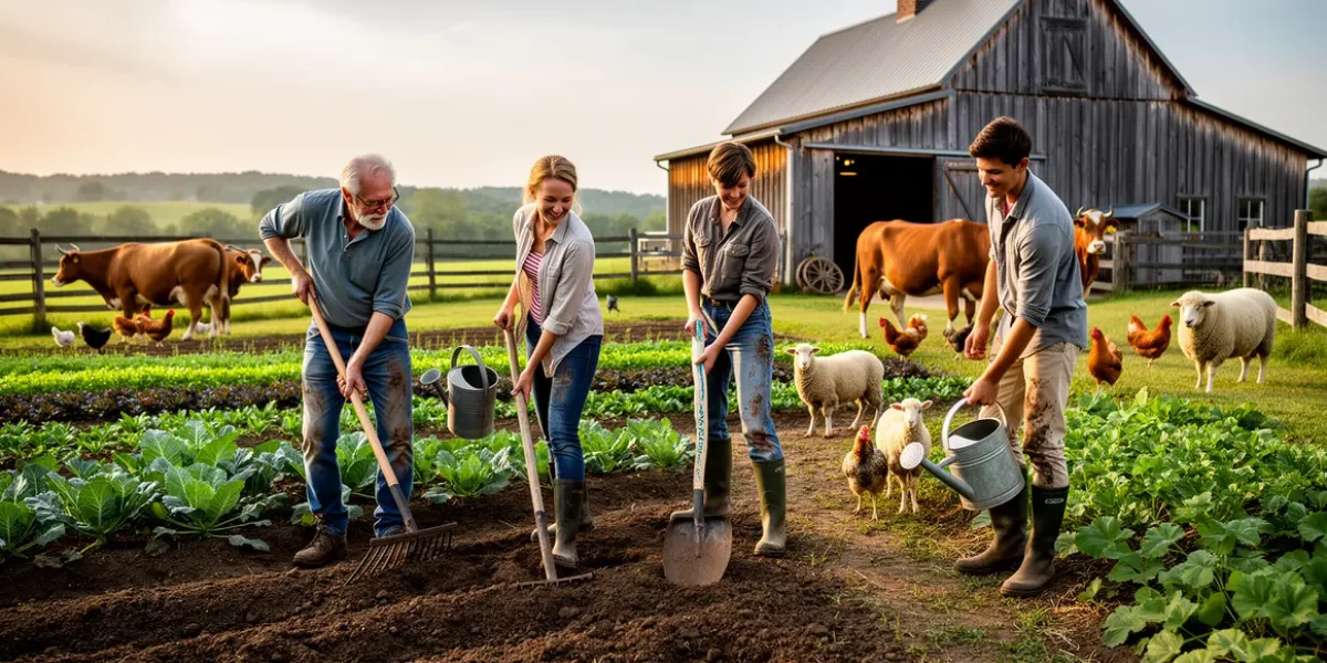 scene exploitation familiale multi generations en ferme
