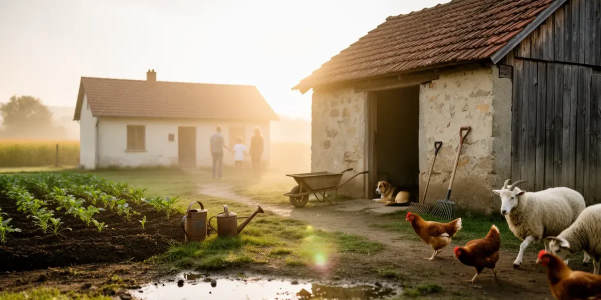 ferme familiale bâtiments animaux outils budget limité