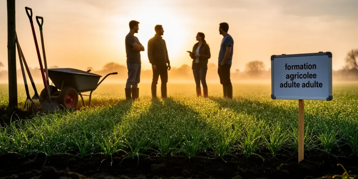 formation agricole adulte silhouettes apprentissage champ lever soleil