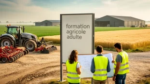 Ferme moderne avec tracteur formation agricole adulte