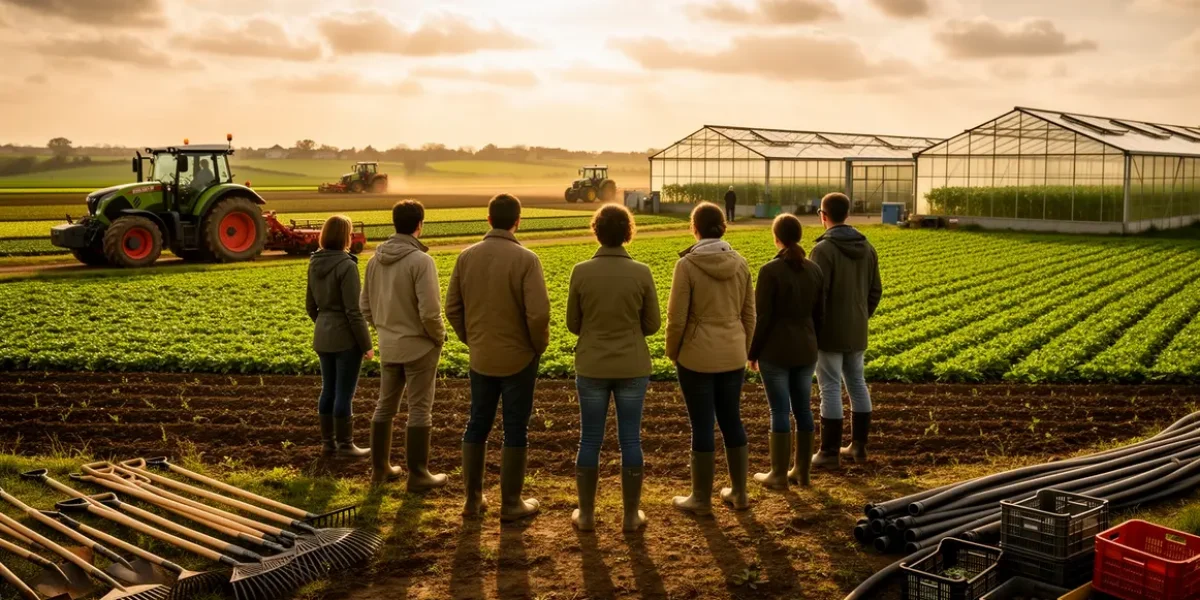 formation agricole adulte paysage moderne tracteurs serres