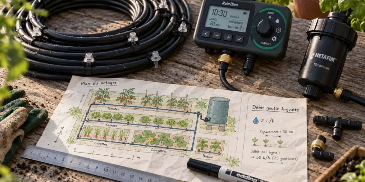 Goutte a goutte jardinage : réglage du bon débit avant programmateur