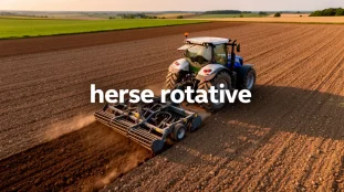 herse rotative sur champ prepares vue aerienne
