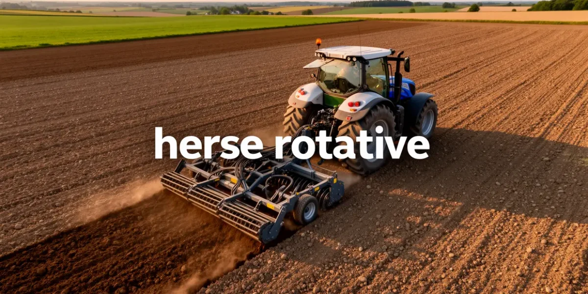 herse rotative sur champ prepares vue aerienne