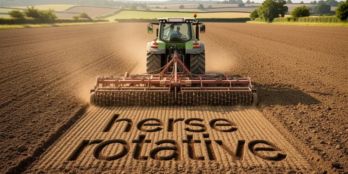 herse rotative tracteur champ relief