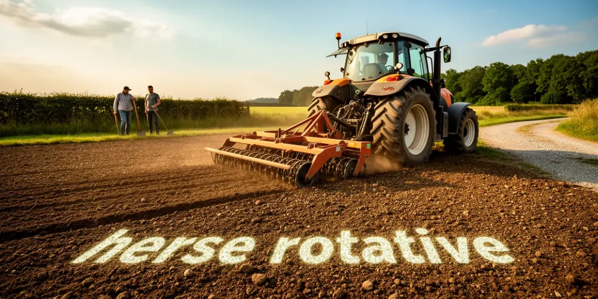 herse rotative tracteur champ agricole photo