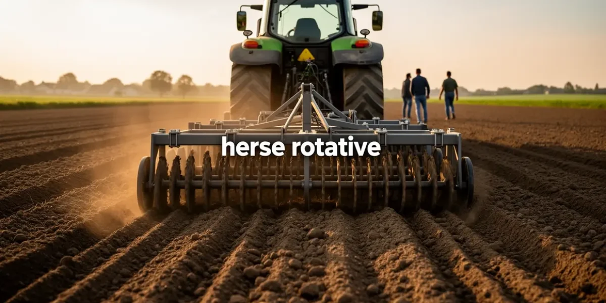 champ prepare tracteur avec herse rotative